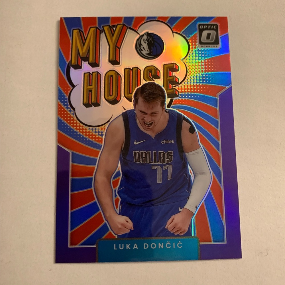Luka Doncic 2021-22 Panini Donruss Optic Basketball My House Purple Prizm #1